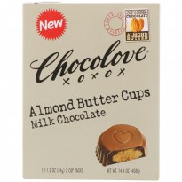 Chocolove, Almond Butter Cups, Milk Chocolate, 12- 2 Cup Packs, 1.2 oz (34 g) Each