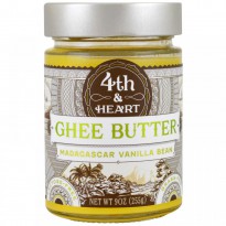 4th & Heart, Ghee Butter, Grass-Fed, Madagascar Vanilla Bean, 9 oz (225 g)