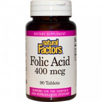 Natural Factors, Folic Acid, 400 mcg, 90 Tablets